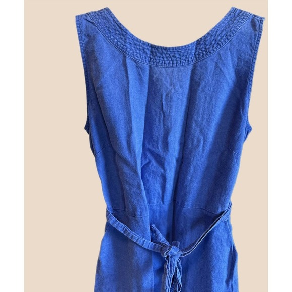 Nicole Miller NY Linen Fit and Flare Midi Dress Blue - Picture 4 of 7